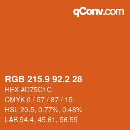 カラーコード: RGB 215.9 92.2 28 | qconv.com