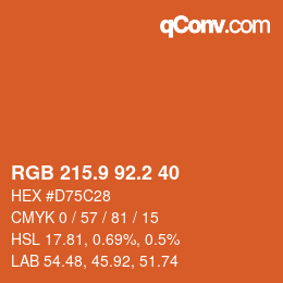 カラーコード: RGB 215.9 92.2 40 | qconv.com