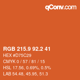 カラーコード: RGB 215.9 92.2 41 | qconv.com