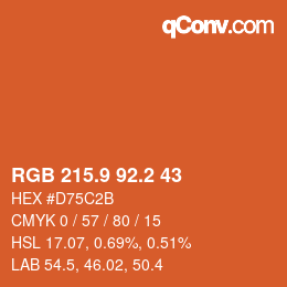 カラーコード: RGB 215.9 92.2 43 | qconv.com