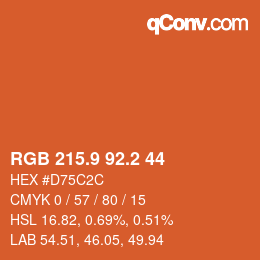 カラーコード: RGB 215.9 92.2 44 | qconv.com