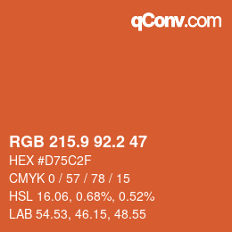 カラーコード: RGB 215.9 92.2 47 | qconv.com