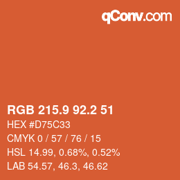 Color code: RGB 215.9 92.2 51 | qconv.com
