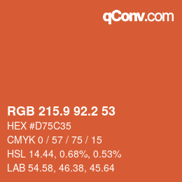 カラーコード: RGB 215.9 92.2 53 | qconv.com