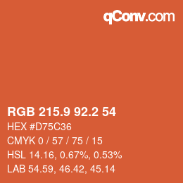 カラーコード: RGB 215.9 92.2 54 | qconv.com