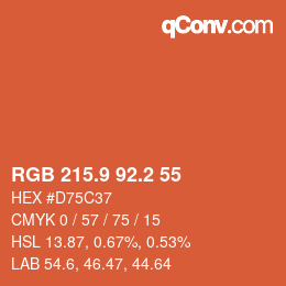 カラーコード: RGB 215.9 92.2 55 | qconv.com