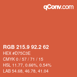 カラーコード: RGB 215.9 92.2 62 | qconv.com