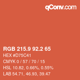 カラーコード: RGB 215.9 92.2 65 | qconv.com