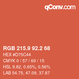 カラーコード: RGB 215.9 92.2 68 | qconv.com
