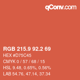 カラーコード: RGB 215.9 92.2 69 | qconv.com