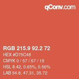 カラーコード: RGB 215.9 92.2 72 | qconv.com