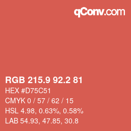カラーコード: RGB 215.9 92.2 81 | qconv.com