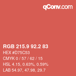 カラーコード: RGB 215.9 92.2 83 | qconv.com