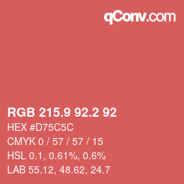 カラーコード: RGB 215.9 92.2 92 | qconv.com