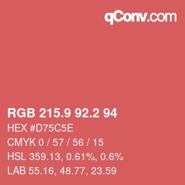 カラーコード: RGB 215.9 92.2 94 | qconv.com