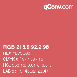 カラーコード: RGB 215.9 92.2 96 | qconv.com