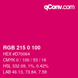 Color code: RGB 215 0 100 | qconv.com