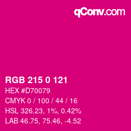 Color code: RGB 215 0 121 | qconv.com