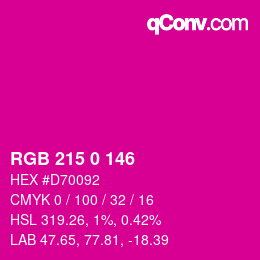 Farbcode: RGB 215 0 146 | qconv.com