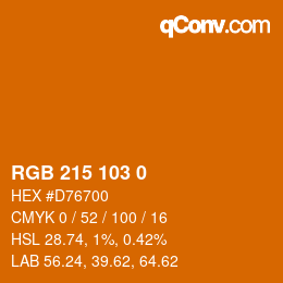 カラーコード: RGB 215 103 0 | qconv.com
