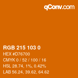 Color code: RGB 215 103 0 | qconv.com