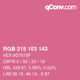 Color code: RGB 215 103 143 | qconv.com