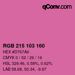 Color code: RGB 215 103 160 | qconv.com