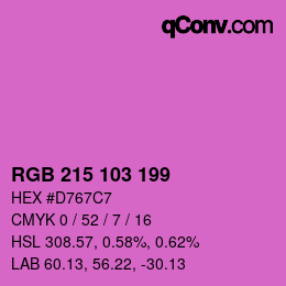 Color code: RGB 215 103 199 | qconv.com