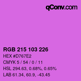 カラーコード: RGB 215 103 226 | qconv.com