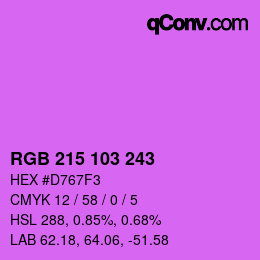 Color code: RGB 215 103 243 | qconv.com