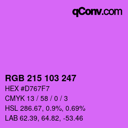 Color code: RGB 215 103 247 | qconv.com
