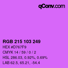 Color code: RGB 215 103 249 | qconv.com