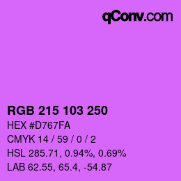 Color code: RGB 215 103 250 | qconv.com