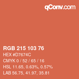 カラーコード: RGB 215 103 76 | qconv.com