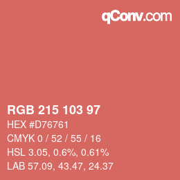 Color code: RGB 215 103 97 | qconv.com