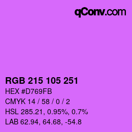 Color code: RGB 215 105 251 | qconv.com