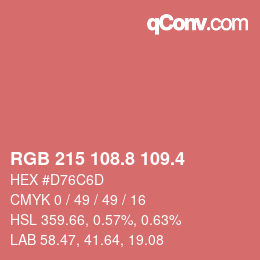 カラーコード: RGB 215 108.8 109.4 | qconv.com