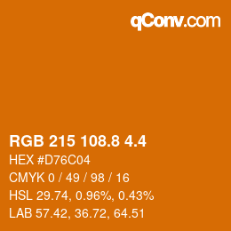 カラーコード: RGB 215 108.8 4.4 | qconv.com