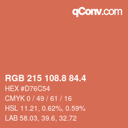 カラーコード: RGB 215 108.8 84.4 | qconv.com
