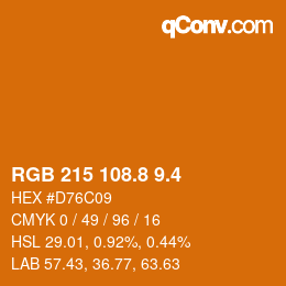 カラーコード: RGB 215 108.8 9.4 | qconv.com