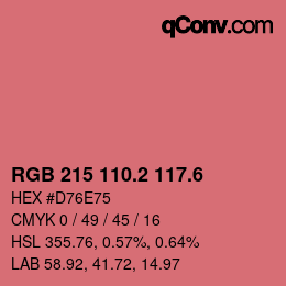 カラーコード: RGB 215 110.2 117.6 | qconv.com