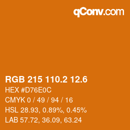 カラーコード: RGB 215 110.2 12.6 | qconv.com