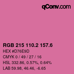 カラーコード: RGB 215 110.2 157.6 | qconv.com