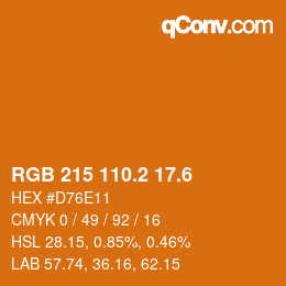 カラーコード: RGB 215 110.2 17.6 | qconv.com