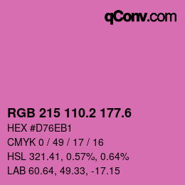 カラーコード: RGB 215 110.2 177.6 | qconv.com