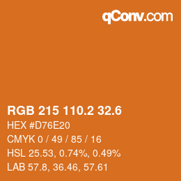 カラーコード: RGB 215 110.2 32.6 | qconv.com