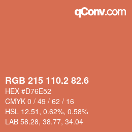 カラーコード: RGB 215 110.2 82.6 | qconv.com