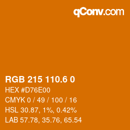 カラーコード: RGB 215 110.6 0 | qconv.com