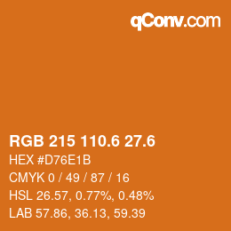 カラーコード: RGB 215 110.6 27.6 | qconv.com