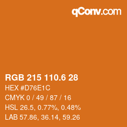 カラーコード: RGB 215 110.6 28 | qconv.com